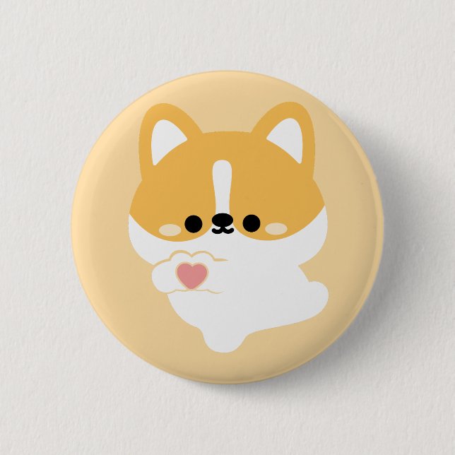 Cute Kärlek Corgi Knapp (Framsida)