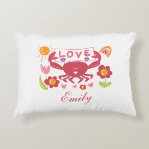 Cute Kärlek Crab med Flowers baby t-shirt Prydnadskudde