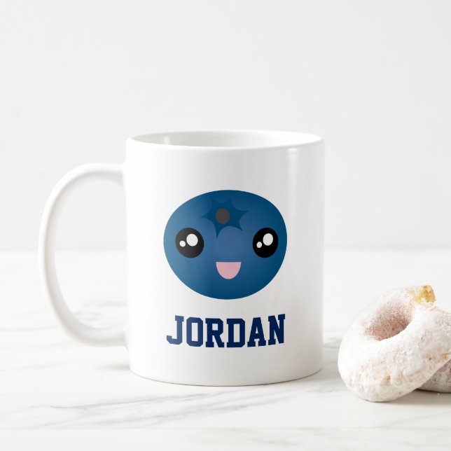 Cute Kärlek Du Berry Mycket Tecknad Blue Berry Kaffemugg (Med munk)
