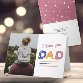 Cute Kärlek du Pappa Rosa Typography Photo Helgdag Kort