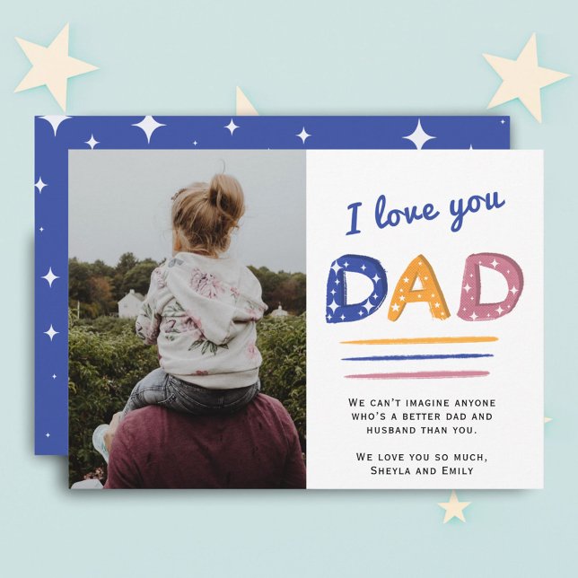 Cute Kärlek du Pappa Typography-fotokort Julkort (Skapare uppladdad)