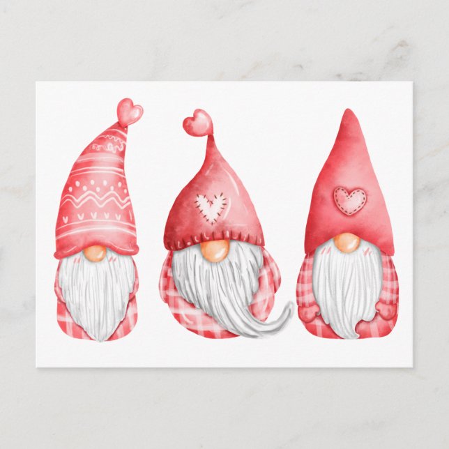 Cute Kärlek Gnomes Valentiness Helgdag-vykort Helg Vykort (Framsida)