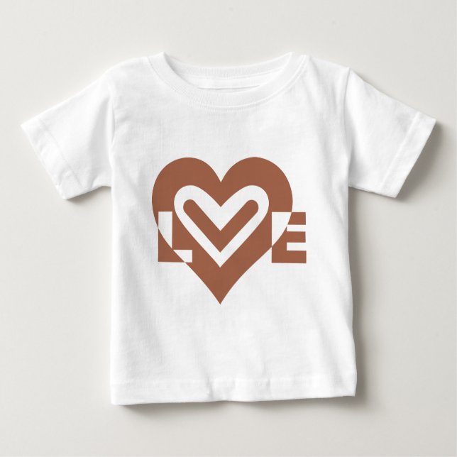 Cute Kärlek Graphic Chocolate Brown T Shirt (Framsida)