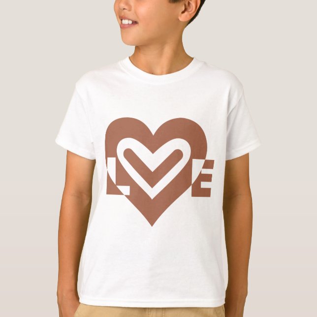 Cute Kärlek Graphic Chocolate Brown Tee Shirt (Framsida)