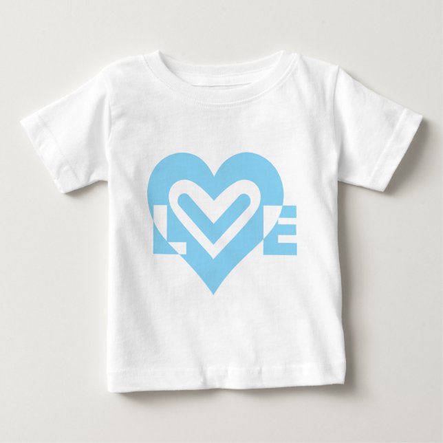 Cute Kärlek Graphic in Blue Tee Shirt (Framsida)