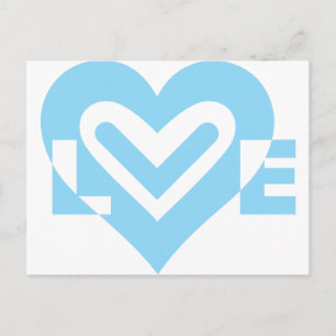 Cute Kärlek Graphic in Blue Vykort