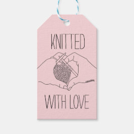 Cute Kärlek Heart Händer Line Teckning Knitting Presentetikett