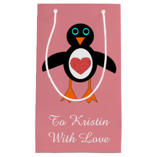 Cute Kärlek Heart Penguin Anpassningsbar Gift Bag
