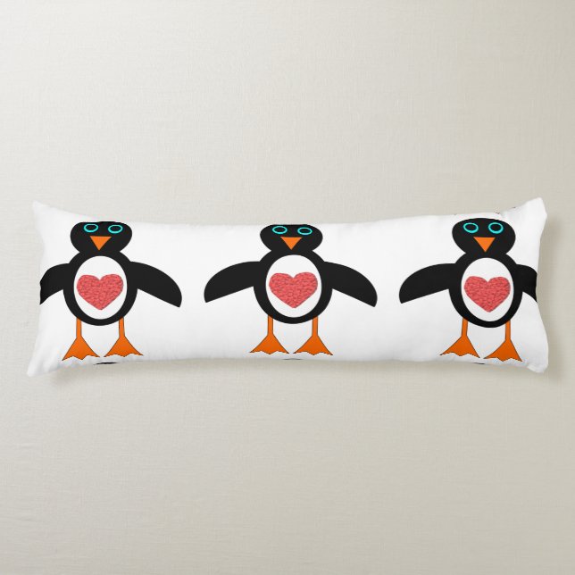 Cute Kärlek Heart Penguin Body Pillow Kroppskudde (Framsidan)