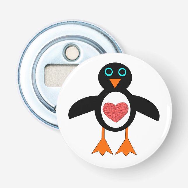 Cute Kärlek Heart Penguin Flaska-öppnare Flasköppnare (Framsidan)