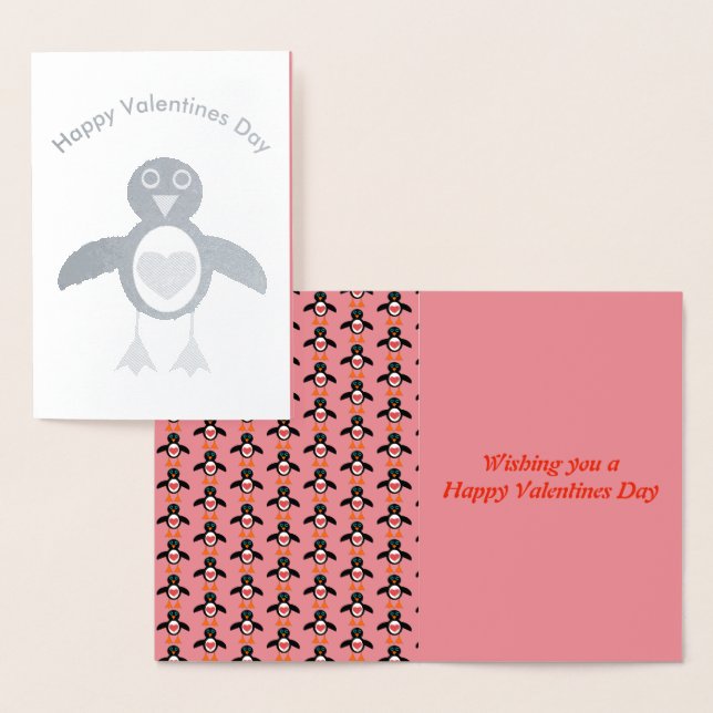 Cute Kärlek Heart Penguin Foil Card Folierat Kort (Display)