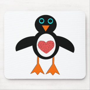 Cute Kärlek Heart Penguin Mousepad Musmatta