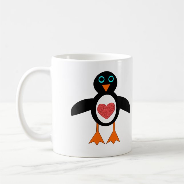 Cute Kärlek Heart Penguin Mugg (Vänster)