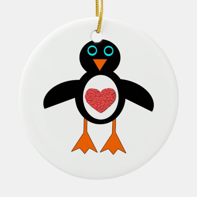 Cute Kärlek Heart Penguin Ornament (Framsidan)