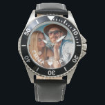 Cute Kärlek Heart Photo Par Personlig Namn Armbandsur<br><div class="desc">Cute Kärlek Heart Photo Par Personlig Namn Watches har ett favoritfoto med kärlek hjärta och personlig med namn i modernt, vitt skript. Anpassa genom att redigera texten i den angivna textrutan och lägga till ditt eget bild. Perfekter för par, pojkvän, make och mer för födelsedag, jul, helgdagar, bröllop och Alla...</div>