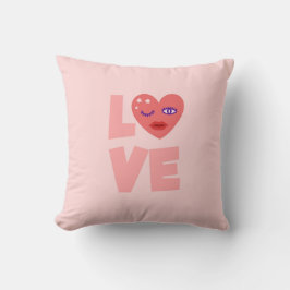 Cute Kärlek Heart Rosa Färg Tecknad Mönster Kudde
