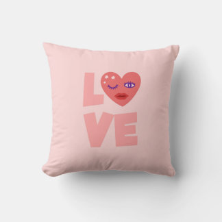 Cute Kärlek Heart Rosa Färg Tecknad Mönster Kudde