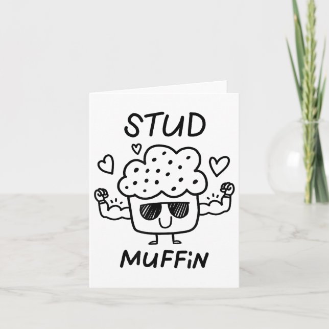 Cute Kärlek Heart Stud Muffin Valentines day Top Kort (Framsida)