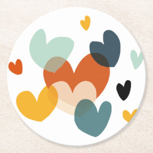 Cute Kärlek Heart Teckning Heart Art Kärlek Art De Underlägg Papper Rund