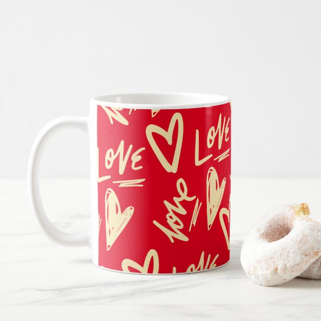 Cute Kärlek Hearts Alla hjärtans dag Kaffemugg (Med munk)