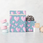 Cute Kärlek Hearts Girly Pastel Rosa and Blue Presentpapper<br><div class="desc">Den här söta pastellhjärtomslutningen har en enkel, modern och känslig design med handmålade rosor som är spridda över en mjuk grått-blå bakgrund i pastellerna. Perfekt för snyggtens presentemballering vid babyduschar, gender visar party, barnens födelsedagar eller nyfött firande. Det tillför en söt, vismisk beröring till vilken tillfälle som helst. Den mångsidiga...</div>