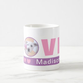 Cute Kärlek Hearts Hund Photo Valentines day Rosa Kaffemugg