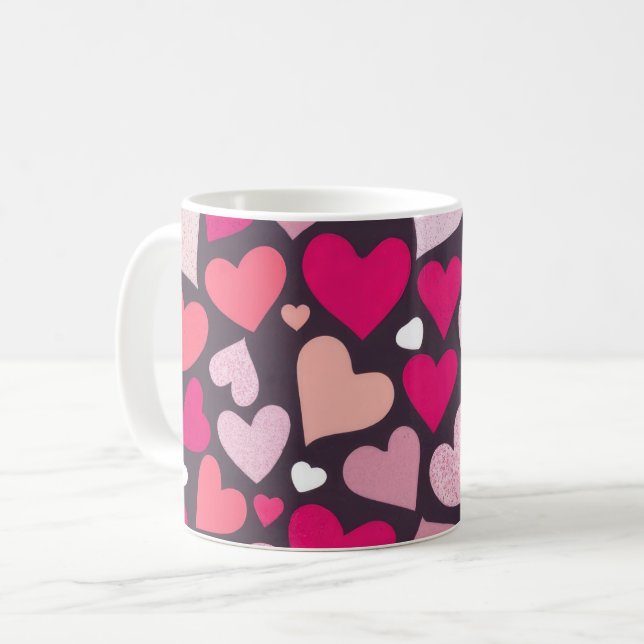 Cute Kärlek Hearts Mönster Kaffemugg (Framsida vänster)