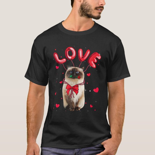 Cute Kärlek Himalayan Cat Valentine Pet Cat Lover T Shirt (Framsida)