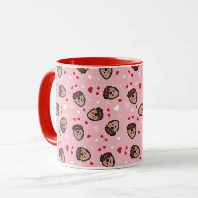 Cute Kärlek Hund Rosa Red Mugg (Framsida vänster)