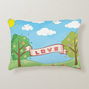 Cute Kärlek Kindness Träd Flowers Birds Barn Namn Prydnadskudde