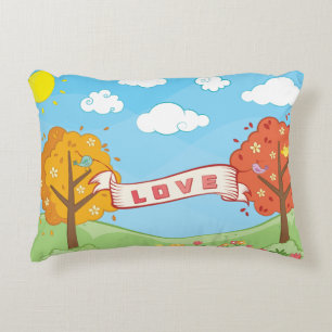Cute Kärlek Kindness Träd Flowers Birds Barn Namn Prydnadskudde
