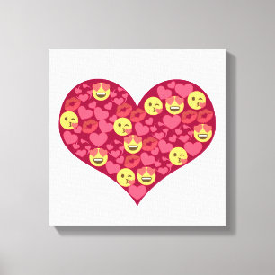 Cute Kärlek Kiss Läppar Emoji Heart Canvastryck