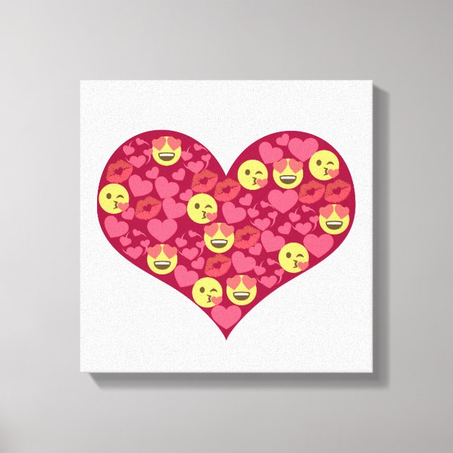 Cute Kärlek Kiss Läppar Emoji Heart Canvastryck (Framsida)