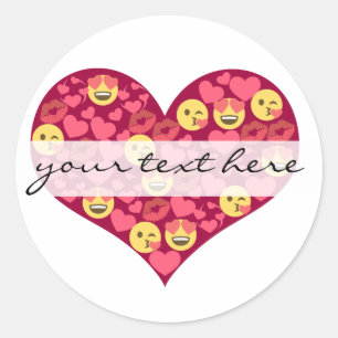 Cute Kärlek Kiss Läppar Emoji Heart Runt Klistermärke