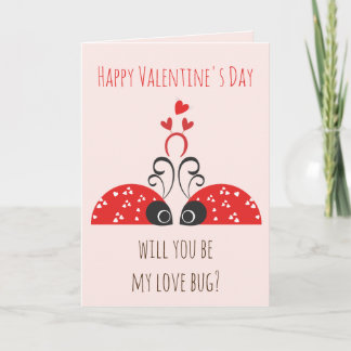 Cute Kärlek Kryp - Whimsical Valentine Day Card Kort