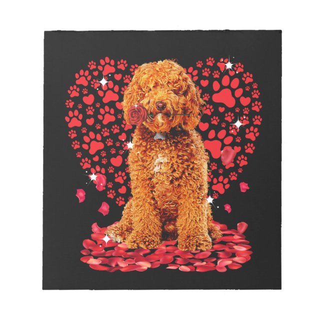 Cute Kärlek Labradoodle Hund Valentine Pet Hund äl Anteckningsblock (Framsida)