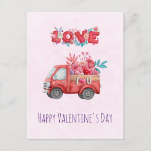 Cute Kärlek Lastbil bär Valentine Goodies Helg Vykort