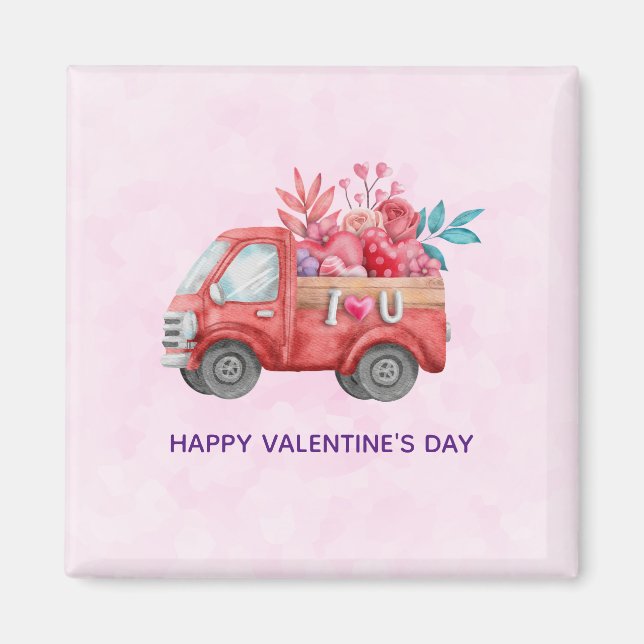 Cute Kärlek Lastbil bär Valentine Goodies Magnet (Framsidan)