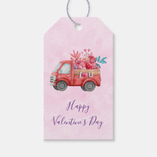 Cute Kärlek Lastbil bär Valentine Goodies Presentetikett