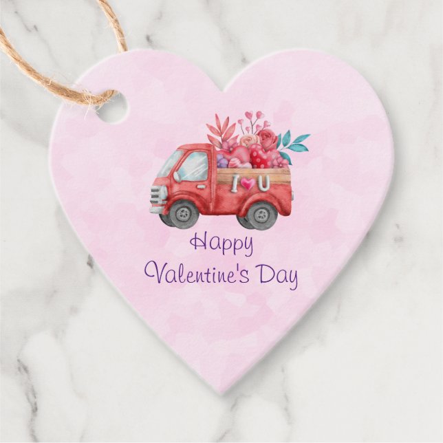 Cute Kärlek lastbil i Rosa Gåvor Etiketter (Framsida)
