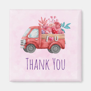 Cute Kärlek Lastbil med Cargo Watercolor Tack Magnet