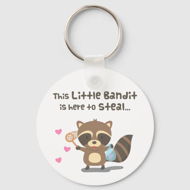 Cute Kärlek Little Mask Bandit Raccoon Keychain Nyckelring (Framsida)