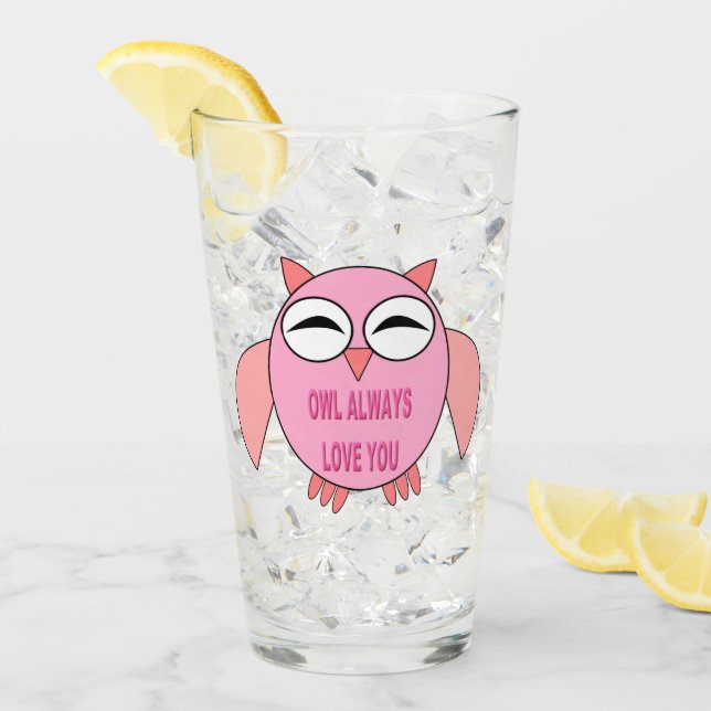 Cute Kärlek-meddelande Uggla Glaskopp (Framsida Ice)