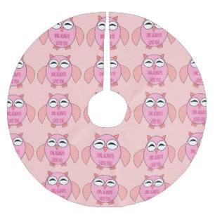 Cute Kärlek-meddelande Uggla Träd Skirt Julgransmatta Borstad Polyester