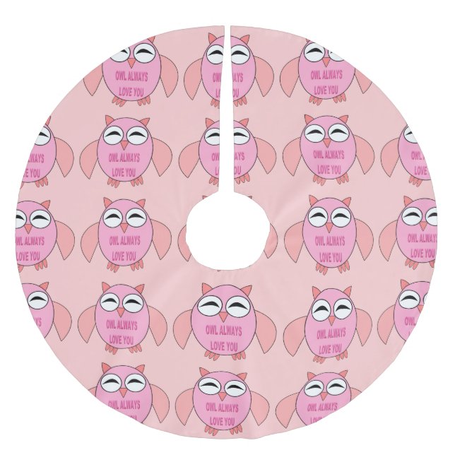 Cute Kärlek-meddelande Uggla Träd Skirt Julgransmatta Borstad Polyester (Framsidan)