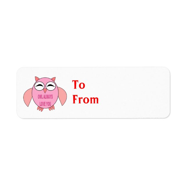 Cute Kärlek Message Uggla Anpassningsbar  - aktuel Returadress Etikett (Framsidan)