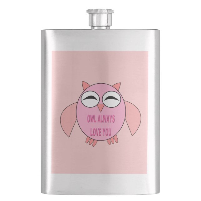Cute Kärlek Message Uggla Flasks Fickplunta (Framsidan)