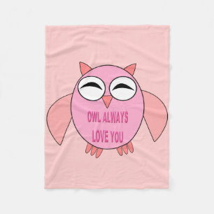Cute Kärlek Message Uggla Fleece Blanket