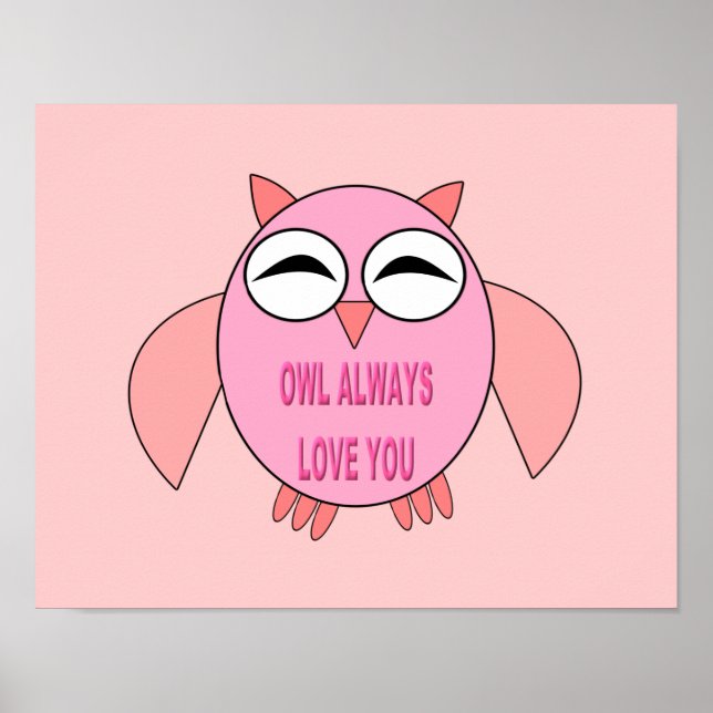 Cute Kärlek Message Uggla Poster (Framsidan)