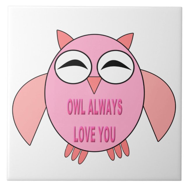 Cute Kärlek Message Uggla Tile Kakelplatta (Framsidan)